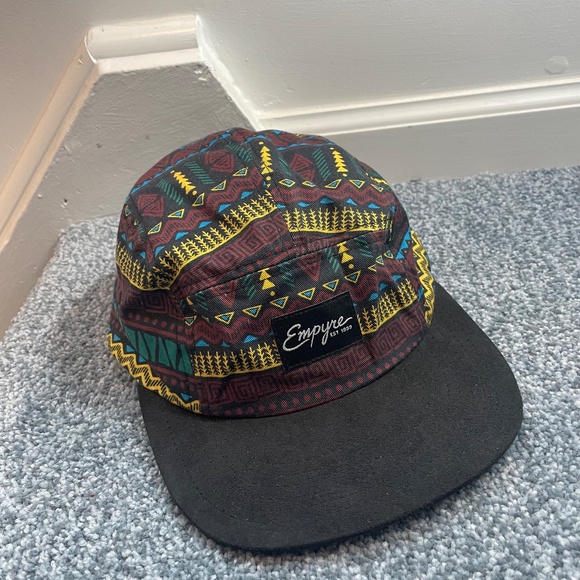 Empyre 5-Panel Tribal Hat, Black Suede Brim, Fully Adjustable - Picture 2 of 6